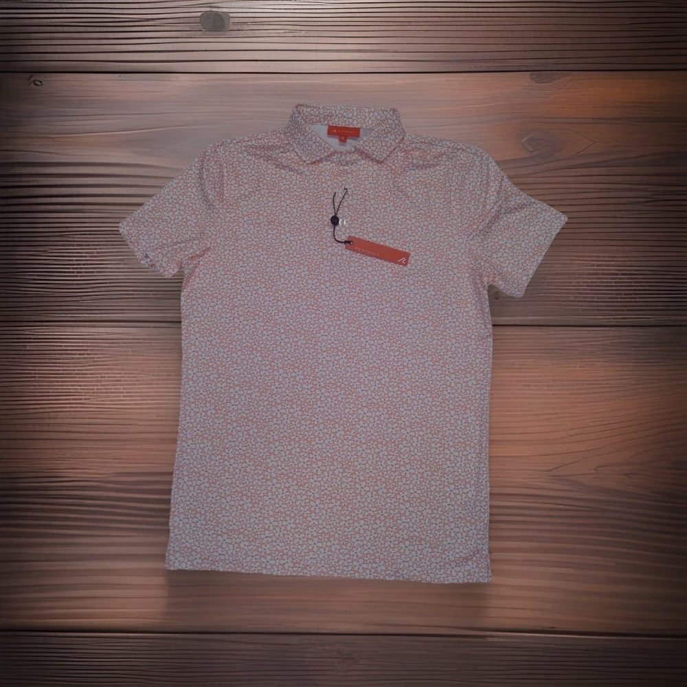 Redvanly Pierre Polo Shirt Mens Small Coral Floral Golf Performance R2509 NWT